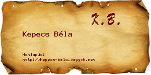 Kepecs Béla névjegykártya